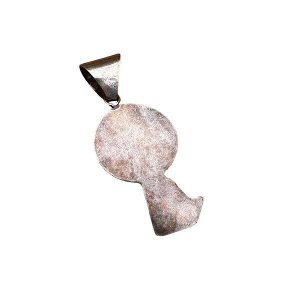 Sterling Silver Mother of Pearl Wolf Howling at Moon Pendant - Picture 4 of 5